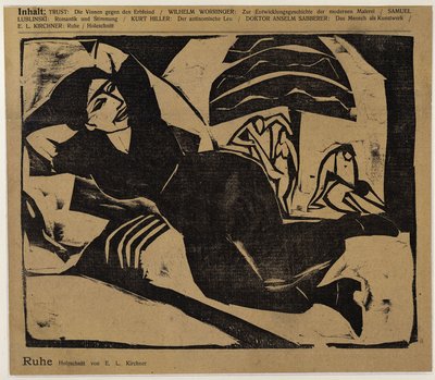 Liggande kvinna (Vila) (ur: Der Sturm ...) av Ernst Ludwig Kirchner
