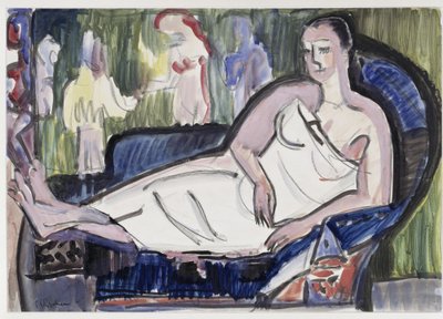 Kvinna liggande på soffan av Ernst Ludwig Kirchner