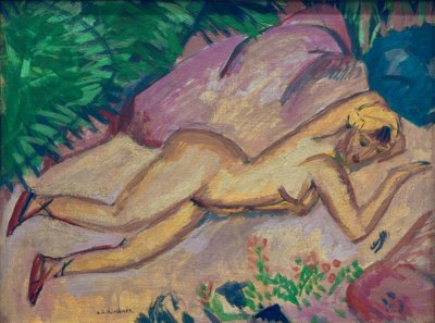 Flicka som ligger på stranden av Ernst Ludwig Kirchner