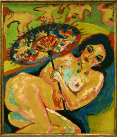 Flickor under ett japanskt paraply av Ernst Ludwig Kirchner