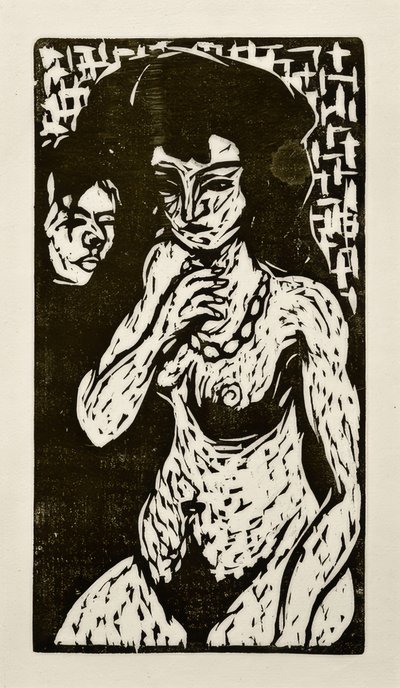 Naken tjej med självporträtt av Ernst Ludwig Kirchner