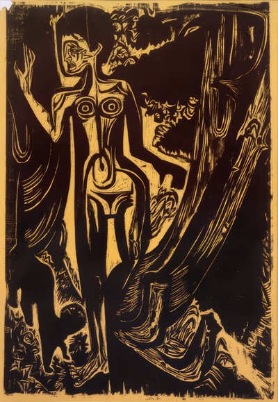 Naken kvinna i skogen av Ernst Ludwig Kirchner