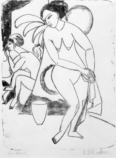 Nakna tjejer i studion av Ernst Ludwig Kirchner