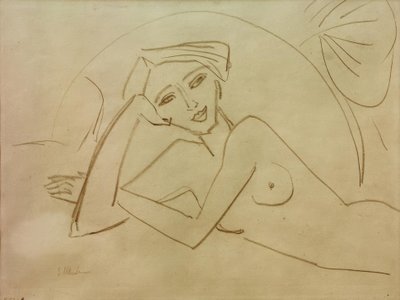 Naken flicka liggande av Ernst Ludwig Kirchner