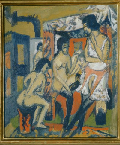Nudes in Studio (olja på duk) av Ernst Ludwig Kirchner