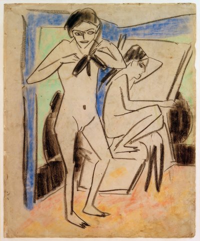 Untitled (Fränzi och Marcella i studion) av Ernst Ludwig Kirchner