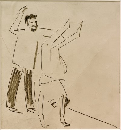 Utan titel (Man med flicka i handstående ställning) av Ernst Ludwig Kirchner