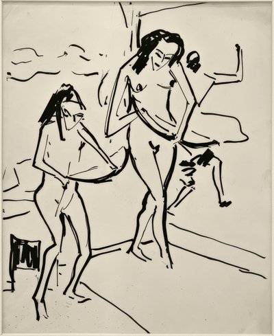 Utan titel (Marcella och Senta med båge) av Ernst Ludwig Kirchner