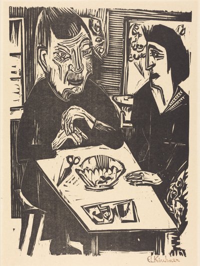 Gammal och yngre kvinna av Ernst Ludwig Kirchner