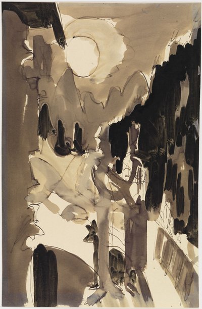 Ett par i månskenet framför huset av Ernst Ludwig Kirchner