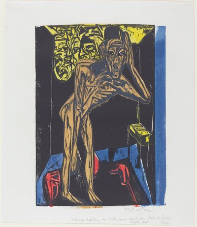 Peter Schlemihls underbara berättelse: Schlemihl i ensamheten i sitt rum av Ernst Ludwig Kirchner