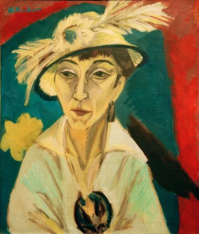 Porträtt Erna Schilling (sjuk kvinna, kvinna med hatt) av Ernst Ludwig Kirchner