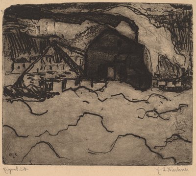 Sandmudderverk på Elbe av Ernst Ludwig Kirchner