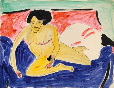 Sittande naken på Divan, 1909 av Ernst Ludwig Kirchner