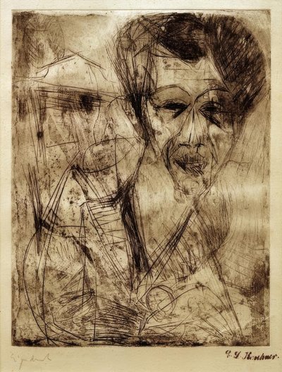 Självporträtt (teckning) av Ernst Ludwig Kirchner