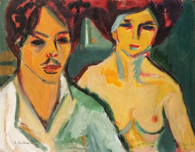 Självporträtt med modell, 1905 av Ernst Ludwig Kirchner