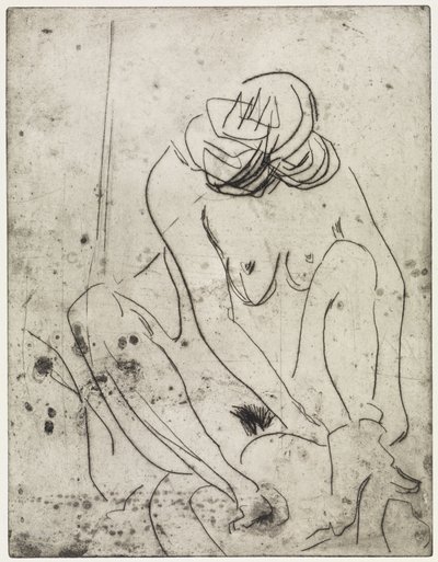 Flicka som torkar sig/Två kvinnor som badar av Ernst Ludwig Kirchner