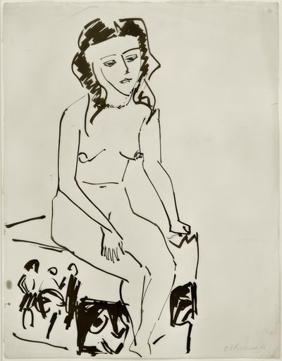 Sitter kvinnlig naken av Ernst Ludwig Kirchner