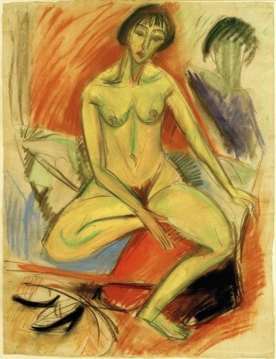 Sitter kvinnlig naken av Ernst Ludwig Kirchner