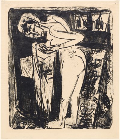 Stående naken i ett rum av Ernst Ludwig Kirchner