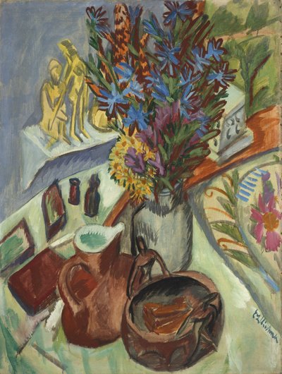 Stilleben med kanna och afrikansk skål, 1912 av Ernst Ludwig Kirchner