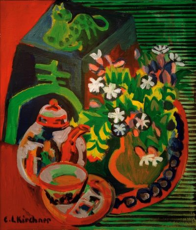 Stilleben med kinesiskt porslin av Ernst Ludwig Kirchner
