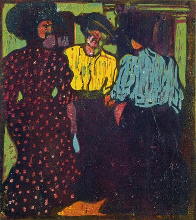 Tre kvinnor talar, 1907 av Ernst Ludwig Kirchner
