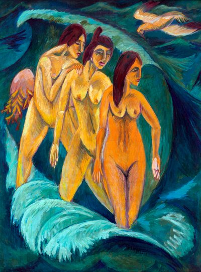 Tre badande av Ernst Ludwig Kirchner