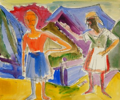 Två figurer; två siffror, av Ernst Ludwig Kirchner