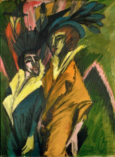 Två kvinnor (olja på duk) av Ernst Ludwig Kirchner