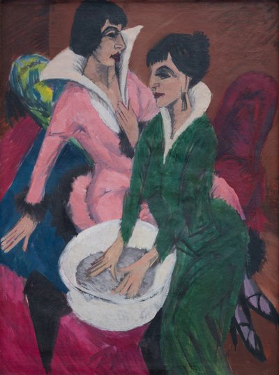 Två kvinnor med ett handfat; Systrarna av Ernst Ludwig Kirchner
