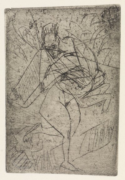 Våldtäktsscen/Tre sittande nakna personer i rummet av Ernst Ludwig Kirchner