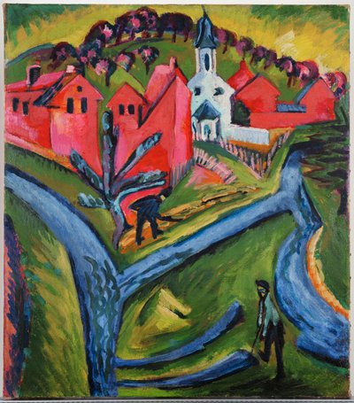 By med blå vägar (målning på duk) av Ernst Ludwig Kirchner
