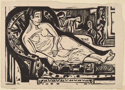 Kvinna som ligger på en soffa av Ernst Ludwig Kirchner