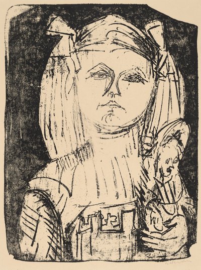 Ung flicka med docka av Ernst Ludwig Kirchner