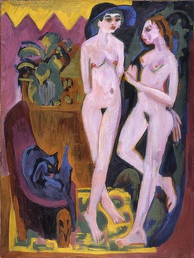 Två nakenbilder i ett rum. 1914 av Ernst Ludwig Kirchner