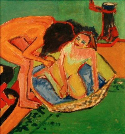 Två nakenbilder med badkar och ugn av Ernst Ludwig Kirchner