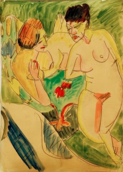 Två nakna kvinnor av Ernst Ludwig Kirchner