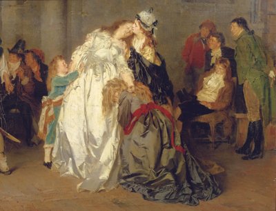 Kung Ludvig XVI av Frankrike tar farväl av sin familj i tempelfängelset, detalj, 1873 av Ernst Meisel