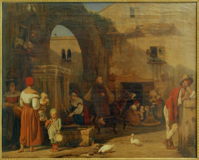 E.Meyer, Am marktplatz och fontänen i Tivoli av Ernst Meyer