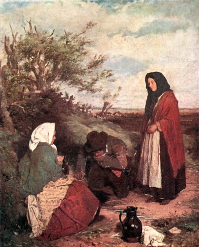 Zigenare på väg (färglitografi) av Erskine Nicol