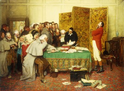 Intervjuar med deras medlem - Lease Refused, 1879 av Erskine Nicol