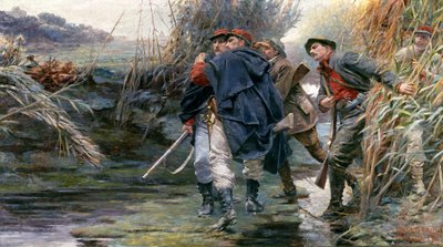 Bröderna Enrico och Giovanni Cairoli längs floden Tibern mot Villa Glori för att befria Rom från den påvliga regeringen av Erulo Eroli