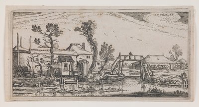 Farm Beyond a Canal, från serien "Ten Oblong Landscapes" av Esaias I van de Velde