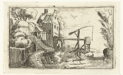 Hus eller fabrik vid en kanal Små landskap (serietitel) av Esaias van de Velde (rejected attribution)