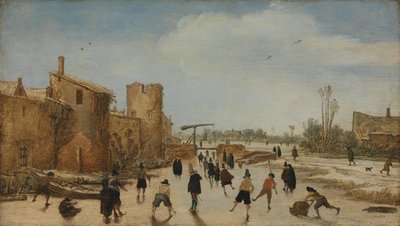 Nöjen på isen i vallgraven av Esaias van de Velde