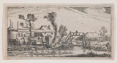 Farm Beyond a Canal, från serien "Ten Oblong Landscapes" av Esaias van de Velde