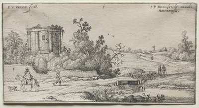Landskap: Landskap med ruiner av ett romerskt tempel av Esaias van de Velde