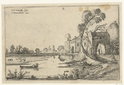Landskap med en flod och porthus Landskap (serietitel) av Esaias van de Velde