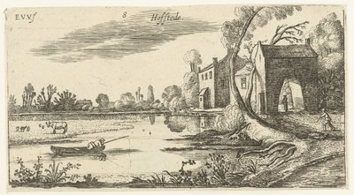 Landskap med en flod och porthus Landskap (serietitel) av Esaias van de Velde